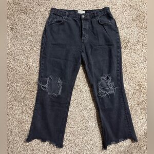 We The Free Black Distressed Flare Jeans